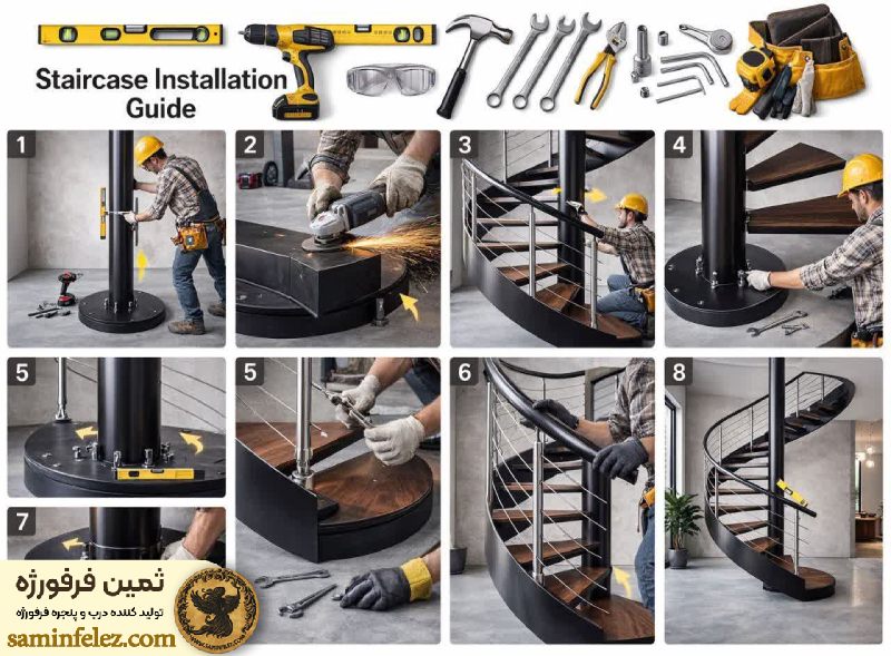 راهنمای نصب پله پیچ فلزی 